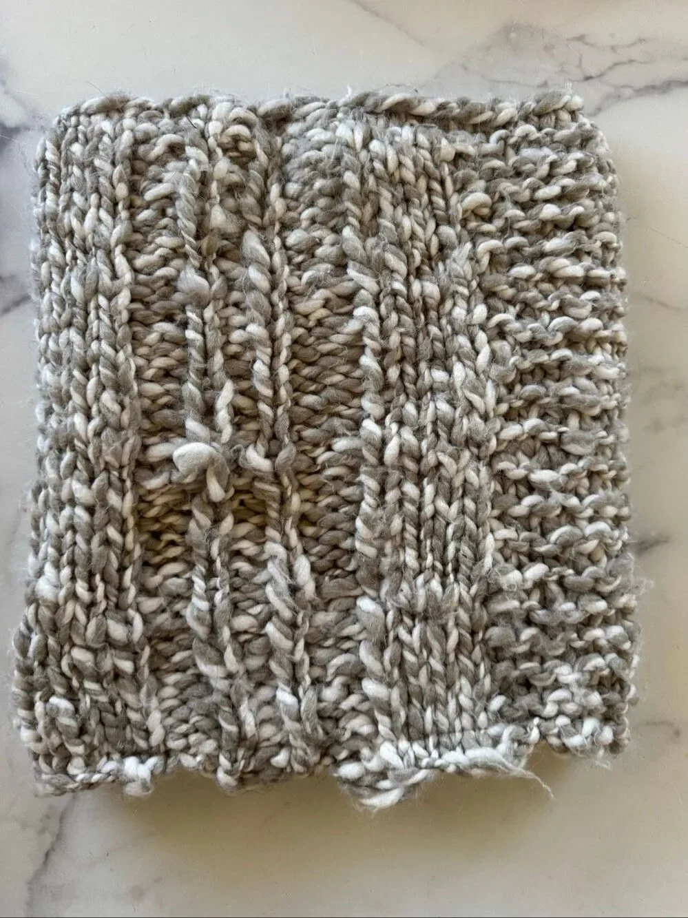 Cream tan knit neck scarf pullover tube thick plush